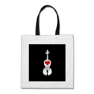 black violin tote with heart